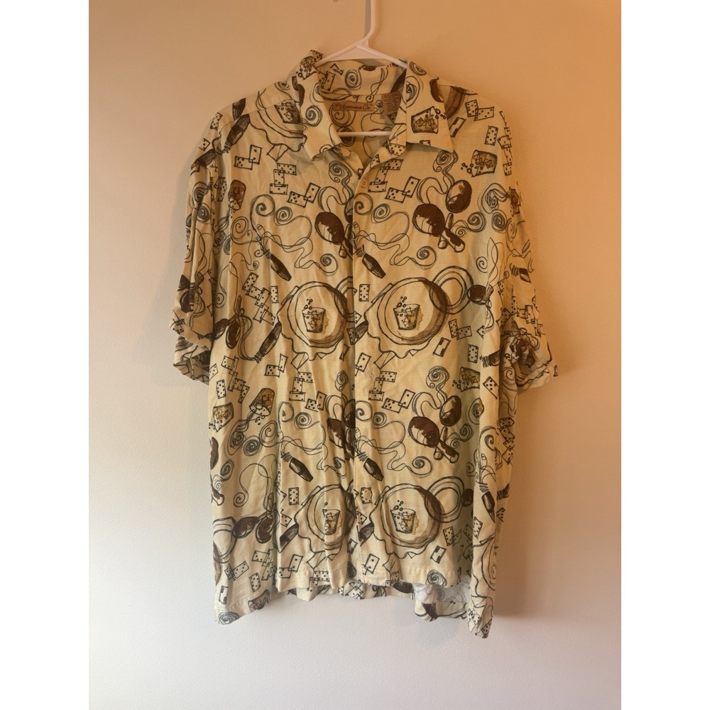 Mens‎ VINTAGE THE HAVANERA CO XXL Button Up Shirt Cigar/drink Themed
